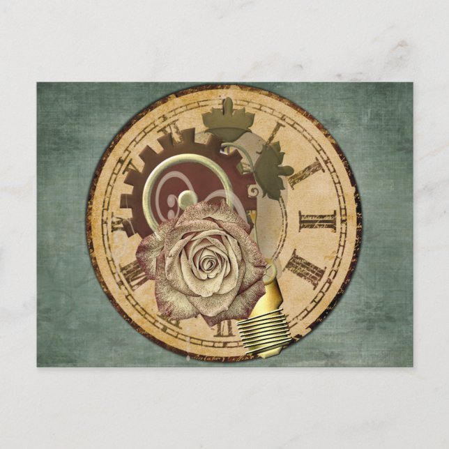 Vintage Uhr Postkarte (Vorderseite)