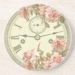 Vintage Uhr und Rosa Roses Ephemera Untersetzer