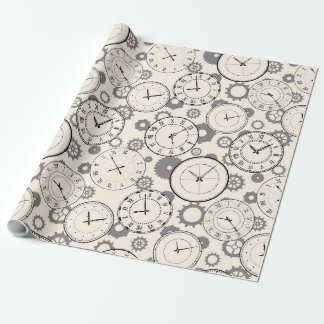 Vintage-Uhr- und Zahnrad-Muster-Wrap-Papier Geschenkpapier