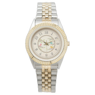 Vintage-Uhr-Zifferblatt Zweifarbig Uhr - Elegant W
