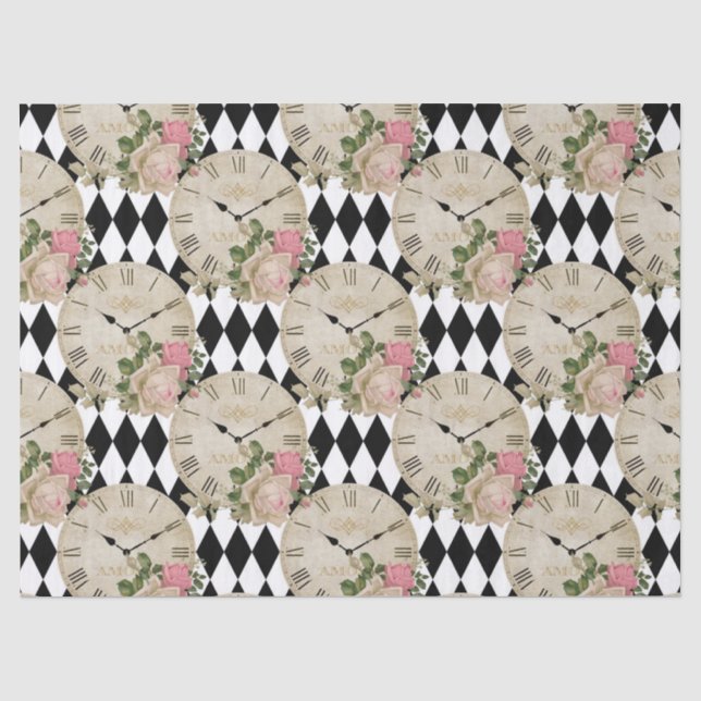 Vintage Uhren und Rose Seidenpapier (Vorderseite)