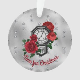 Vintage Uhren und Rose Zeit für Weihnachten Ornament
