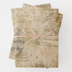 Vintage-Uhrmacher-Collage-Muster Geschenkpapier Set