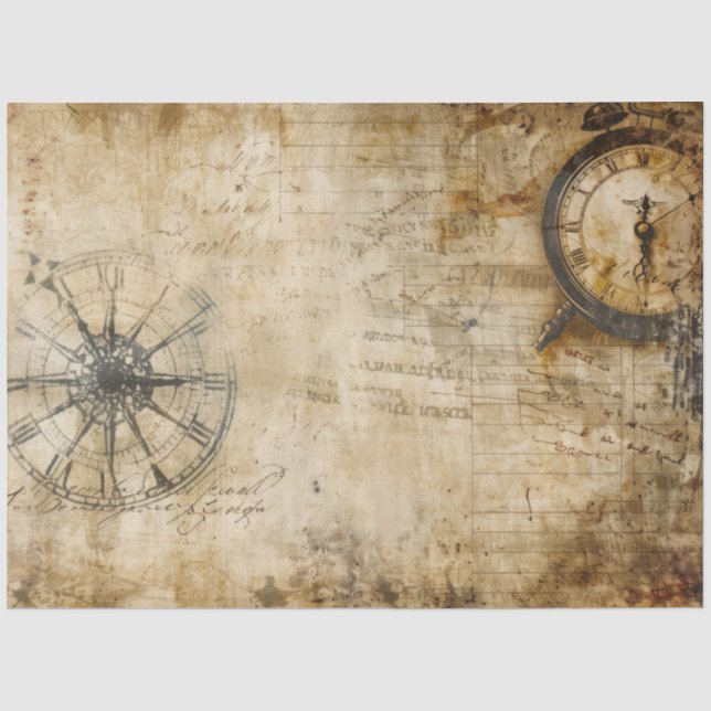 Vintage-Uhrmacher-Collage-Muster Seidenpapier (Vorderseite)
