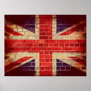 Vintage-UK-Flagge an einer Ziegelwand Poster