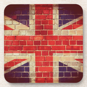 Vintage-UK-Flagge an einer Ziegelwand Untersetzer