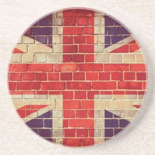 Vintage UK-Flagge an einer Ziegelwand Untersetzer