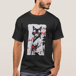 Vintage-Ukiyo-e Japanische Katze im Kimono Sumi-e T-Shirt