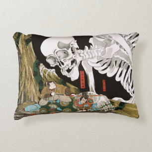 Vintage-Ukiyo-e-Kuniyoshi-Skelett-Gespenst-Kunst Dekokissen