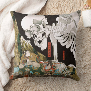 Vintage-Ukiyo-e-Kuniyoshi-Skelett-Gespenst-Kunst Kissen