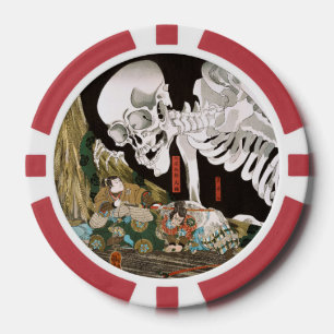 Vintage-Ukiyo-e-Kuniyoshi-Skelett-Gespenst-Kunst Pokerchips
