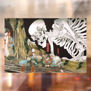 Vintage Ukiyo-e Kuniyoshi Skelett-Spuk-Kunst Fensteraufkleber