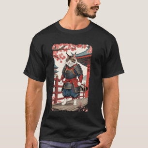Vintage Ukiyo-e Samurai-Katze im Kimono Sumi-e Nin T-Shirt