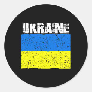 Vintage Ukraine abgenutztes ukrainisches Flaggenst Runder Aufkleber