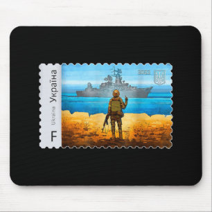 Vintage-Ukraine-Briefmarke Flagge Stolz Mutter Mousepad