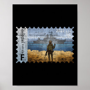 Vintage Ukraine Briefmarke Flagge Stolz Mutter Poster