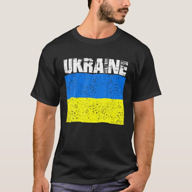 Vintage Ukraine Not leidende ukrainische Flaggenst T-Shirt (Vorderseite)