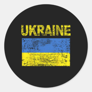 Vintage-Ukraine-ukrainische Flagge; abgenutzt Runder Aufkleber