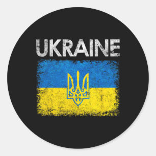 Vintage Ukraine Ukrainische Flagge Stolz Geschenk Runder Aufkleber