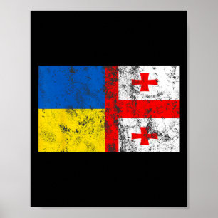 Vintage Ukraine Ukrainische Georgien-Flagge Freund Poster