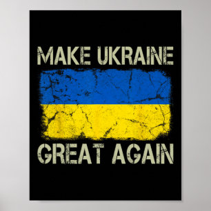 Vintage ukrainische Flagge Macht die Ukraine wiede Poster