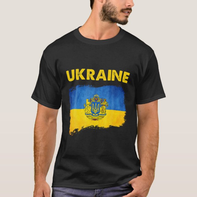 Vintage ukrainische Flagge Ukrainisches Patriotisc T-Shirt (Vorderseite)