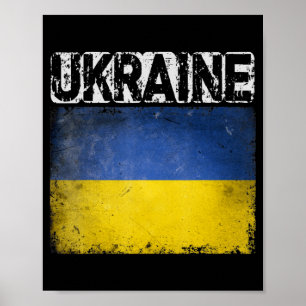 Vintage ukrainische Flaggenpreisgabe Poster