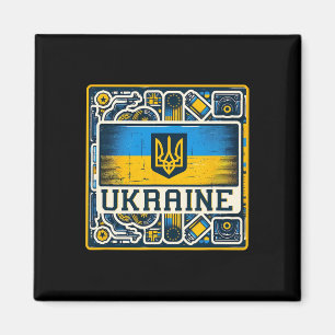 Vintage ukrainischer Nner Fan Ukraine-Flagge Retro Magnet