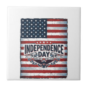 Vintage-Unabhängigkeitstag-Flag-Shirt Fliese