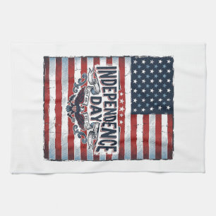 Vintage-Unabhängigkeitstag-Flag-Shirt Geschirrtuch