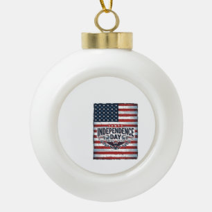 Vintage-Unabhängigkeitstag-Flag-Shirt Keramik Kugel-Ornament
