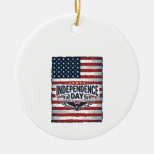 Vintage-Unabhängigkeitstag-Flag-Shirt Keramik Ornament