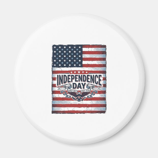 Vintage-Unabhängigkeitstag-Flag-Shirt Magnet (Vorne)