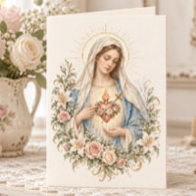 Vintage Unbeflecktes Herz Mariens Floral Katholisc