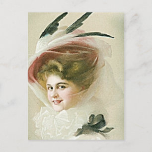 Vintage- und Antikmode, Hüte, Flapper Postkarte