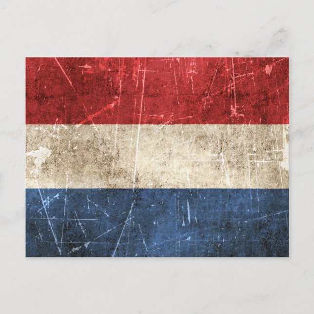 Vintage und gekratzte Flagge der Niederlande Postkarte (Vorderseite)