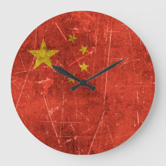 Vintage und kratzfeste Flagge der China Große Wanduhr