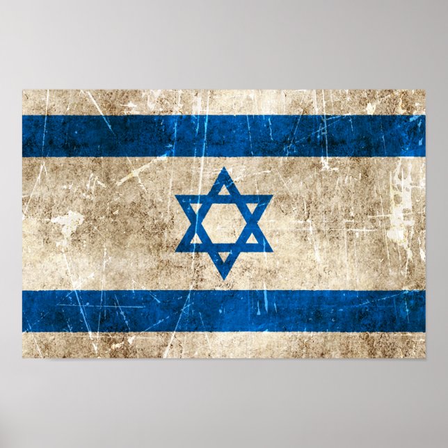 Vintage und kratzfeste Flagge Israels Poster (Vorne)
