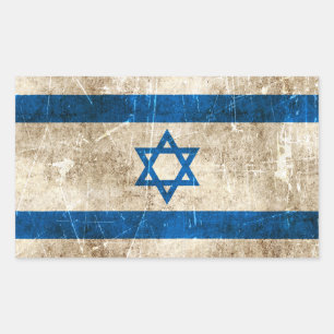 Vintage und kratzfeste Flagge Israels Rechteckiger Aufkleber