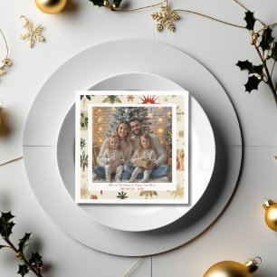 Vintage und moderne Goldschneeflocken Serviette