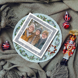 Vintage und moderne Schneeflocken in Grau und Weiß Serviette