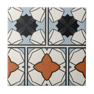 Vintage und moderne weiße und blaue Geometrie Fliese