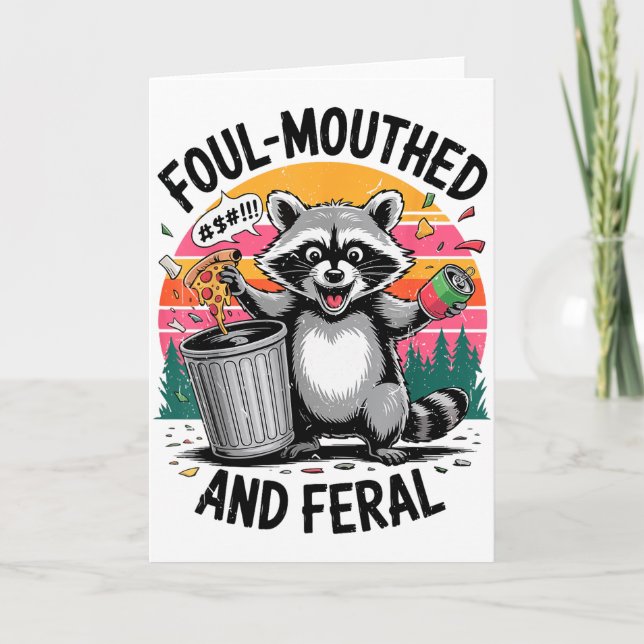 Vintage unflätiger und verwilderter Waschbär Retro Karte (Vorderseite)