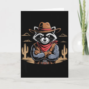 Vintage unflätiger wilder Waschbär-Cowboy Lustig T Karte