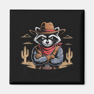 Vintage unflätiger wilder Waschbär-Cowboy lustig T Magnet