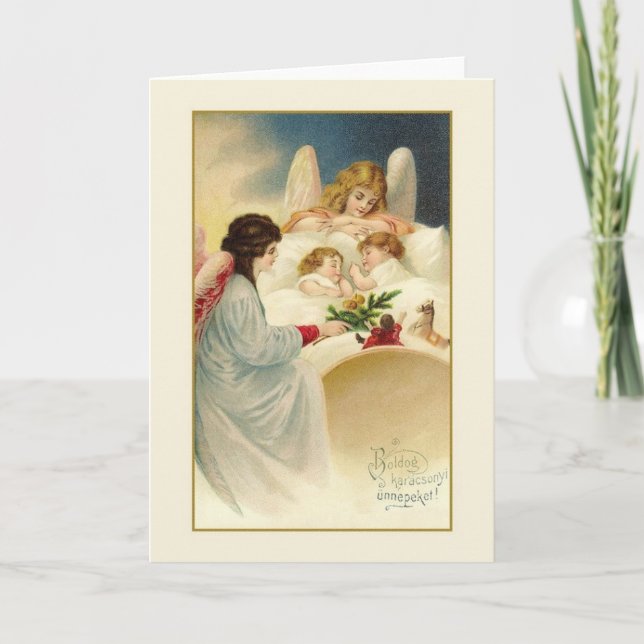 Vintage Ungar Karácsonyi Weihnachtskarte Feiertagskarte (Vorderseite)