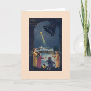 Vintage ungarische Engels-Weihnachtskarte Feiertagskarte