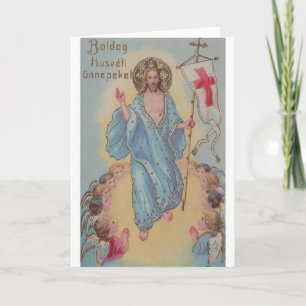 Vintage ungarische religiöse Ostern-Karte Feiertagskarte