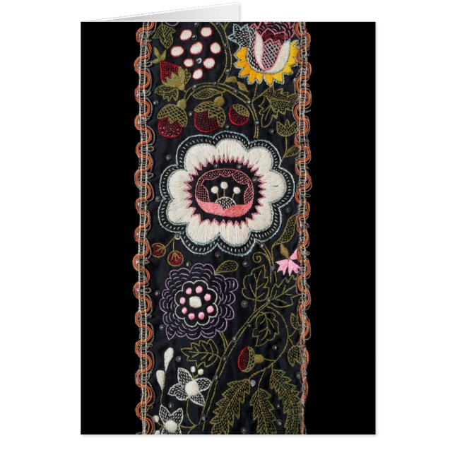 Vintage ungarische Stickerei auf Schwarz (Vorne)