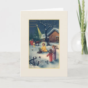 Vintage ungarische Weihnachtskarte Feiertagskarte